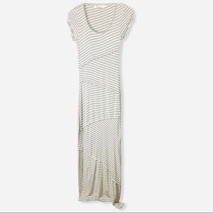 Studio M Striped Gray White Maxi Dress Dresses XS Cap Sleeve Womens Ladies